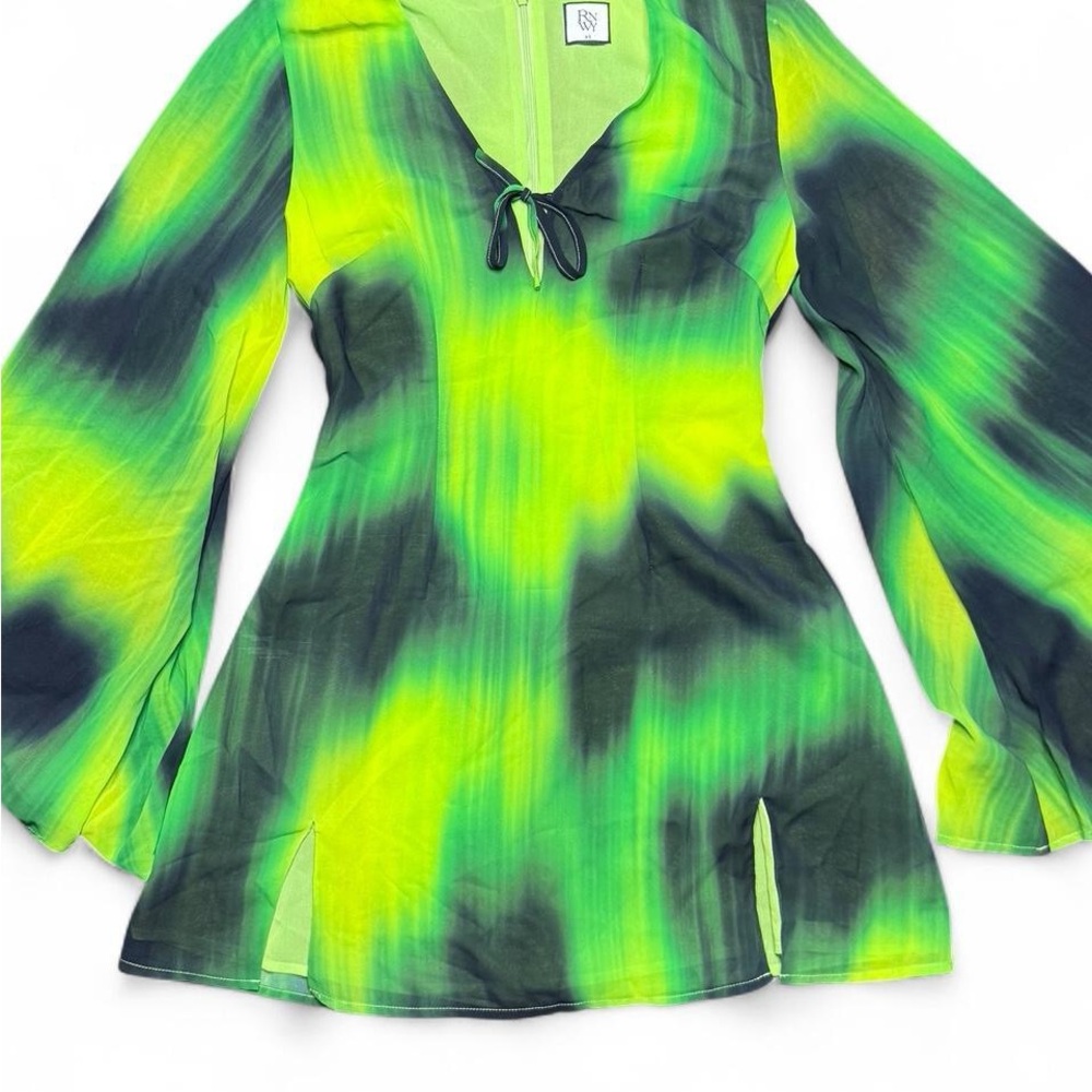 Green & Black Tie Dye Mini Dress